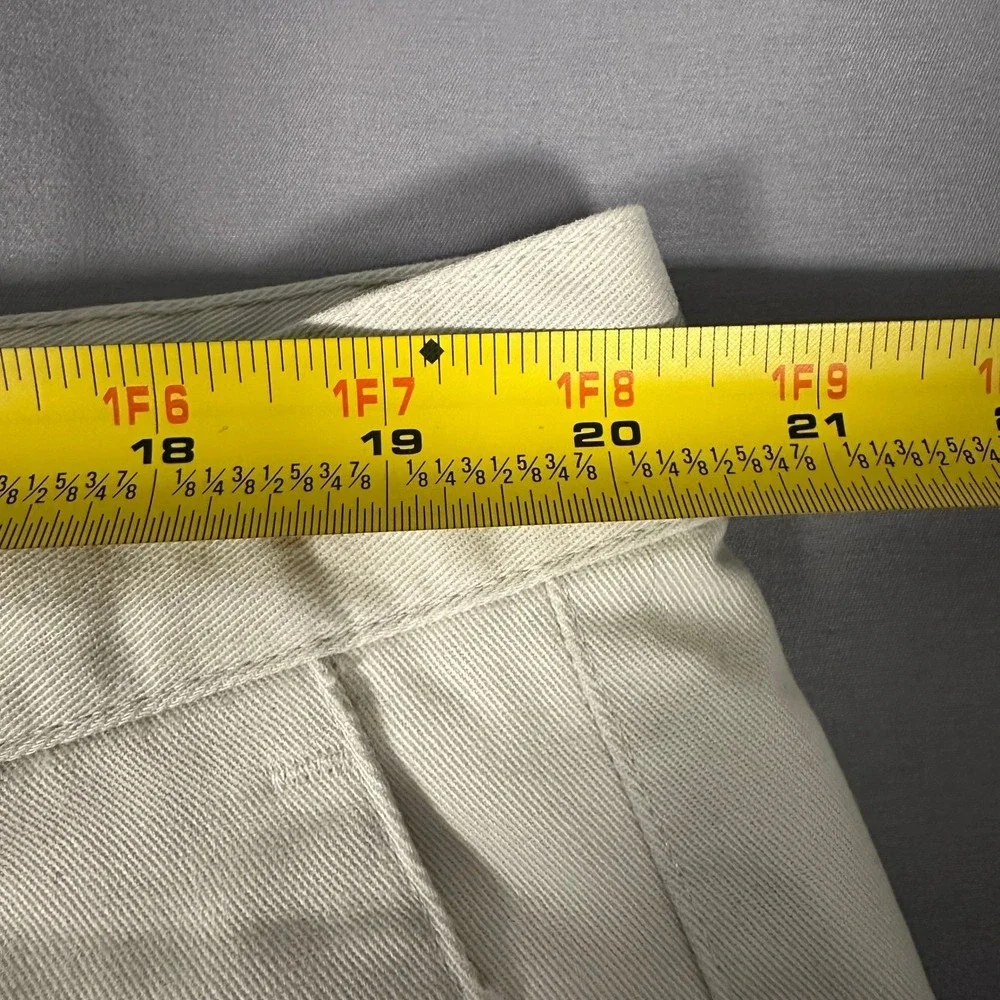 Vintage Dockers Pleated Chino Pants Mens 42x30 Cream Khaki Made in USA Cotton